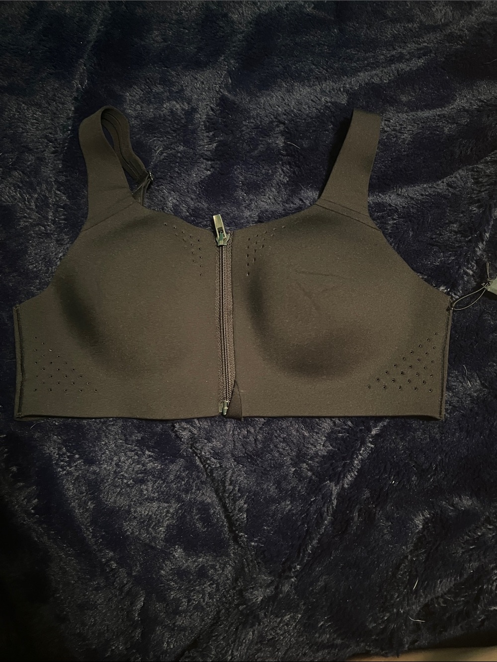 VSX Black Front-Zip High-Support Sports Bra